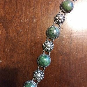 Vintage Mexico 925 Green Turquoise Bracelet